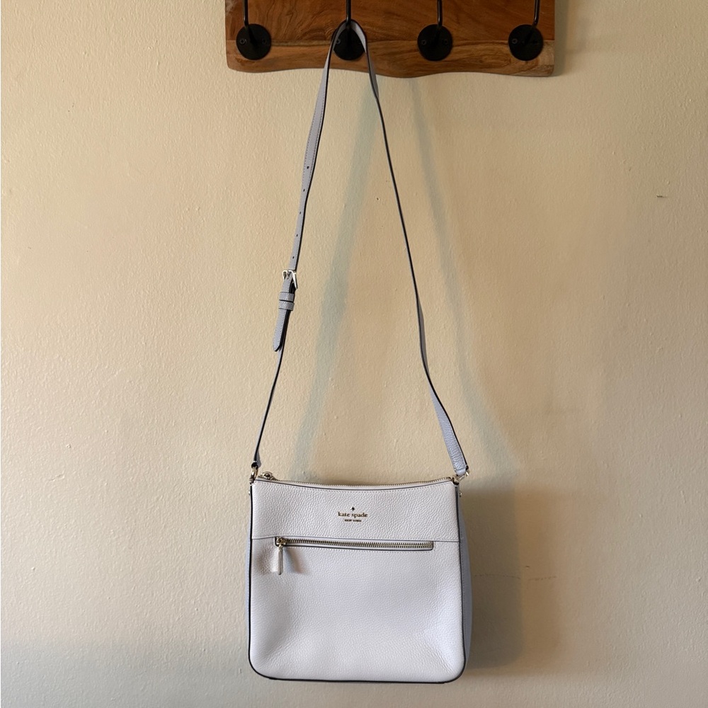 Kate Spade Leather Colorblock Crossbody Bag Grey White Adjustable Strap